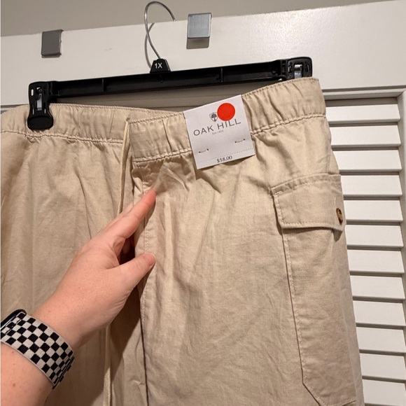 Beige Linen Drawstring Shorts - Picture 2 of 2